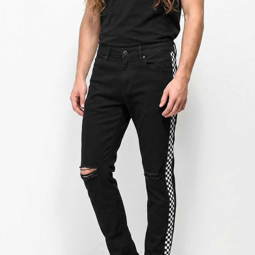 Empyre Recoil Black Skinny Distressed Jeans Men Size 34